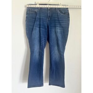 Wonderly Mid-Rise Straight Leg Jeans Comfort Stretch Denim Blue 18W